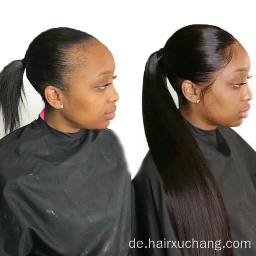 Großhandel 10A Grad Human Hair Ponytail Extensions Straight Brasilian Jungfrau Haare um Pferdeschwänze